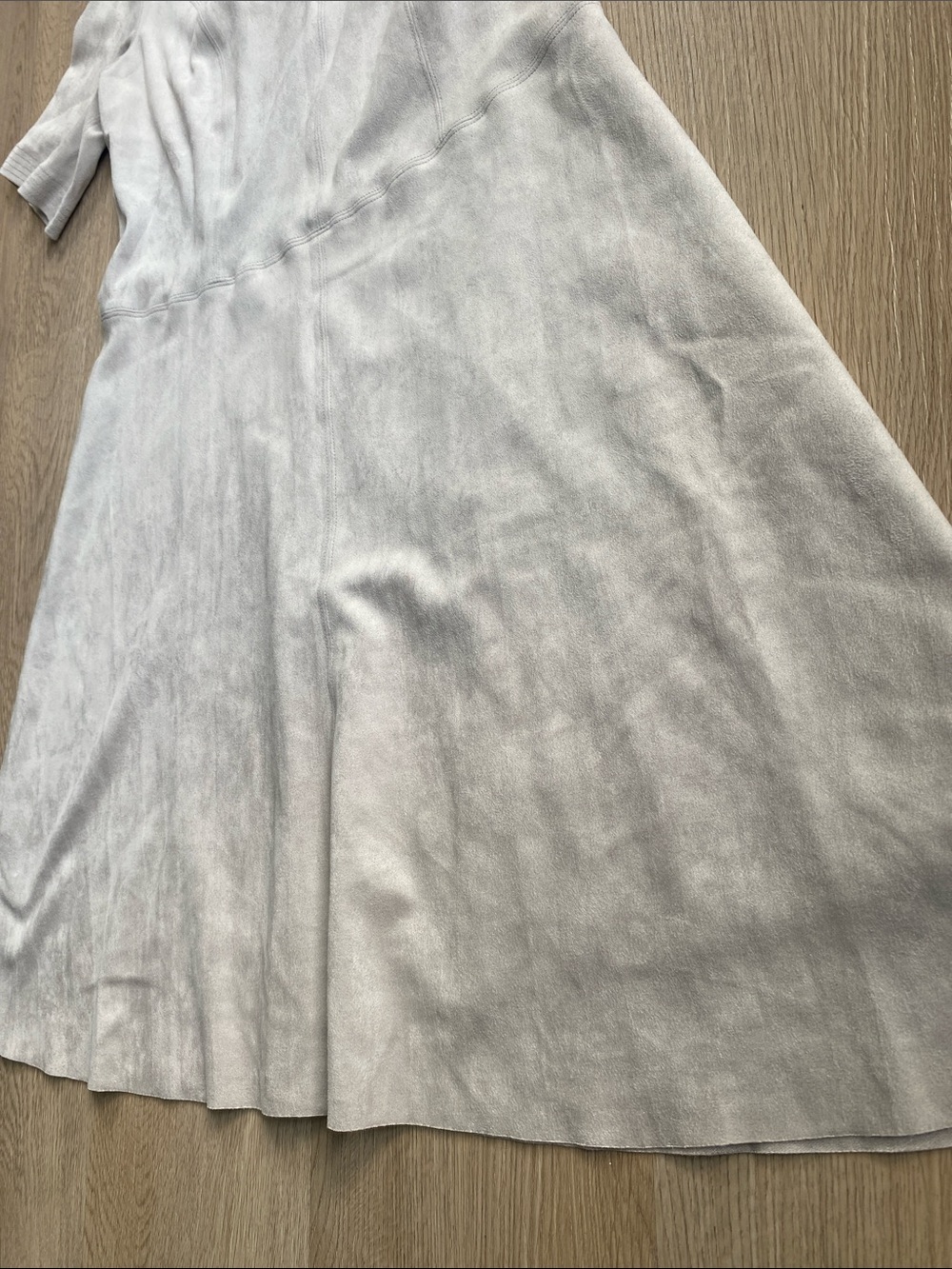 Marc Cain Faux Suede Fit & Flare Dress Neutral Beige Short Sleeve Minimalist - Picture 7 of 14